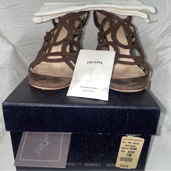 PRADA Brown Suede Stiletto Heels, Sz 41 - Picture 2 of 5